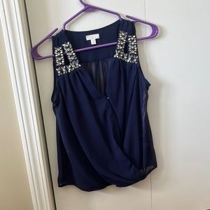 NWOT small navy Charming Charlie tank top